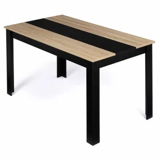 IDMarket Georgia Tavolo Da Pranzo Rettangolare Per 6 Persone In Simil-faggio E Nero 140 X 90 Cm