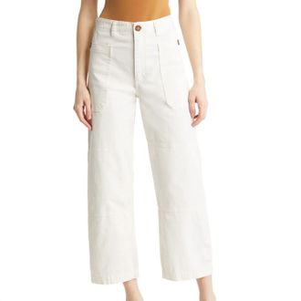 Frame Denim Oversized Pocket Utility Pant In Blanc