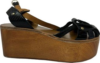 Isabel Marant Isabel Marant Pre-owned Womens &Eacute;toile Zia Wedge Sandals in Black Leather - Size EU 39