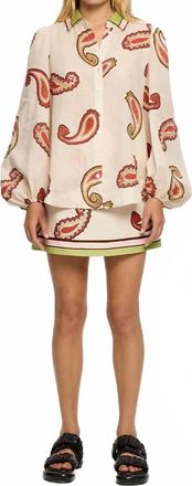 Kivari Button Through Front Shirt In Eden Paisley