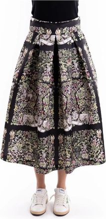 5 Progress Wijde Midirok - Dames - Midirokken - Veelkleurig - S - Polyester - Rokken