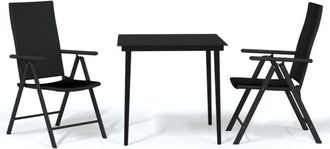 vidaXL Juego De Comedor De Jard&iacute;n 3 Piezas Negro Vidaxl