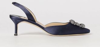 Manolo Blahnik Slingback Hangisli in raso con fibbia gioiello