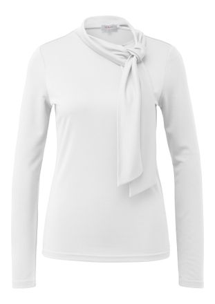 s.Oliver Langarmshirt S.OLIVER, Damen, Gr. 42, weiss (wei&szlig;), Obermaterial: 64% Modal, 36% Polyester, unifarben, regular fit taillenbedeckt, ohne Ausschnitt, Sh
