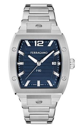 Ferragamo F-80 Tonneau Bracelet Watch, 42mm in Ip Stainless Steel/blue at Nordstrom