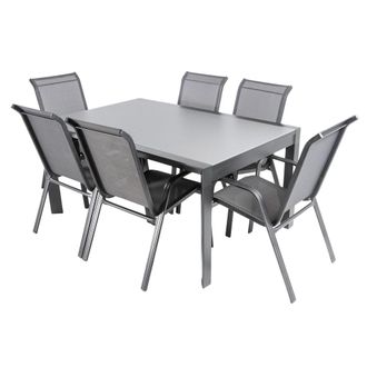 ED&Egrave;N JARD&Iacute; Conjunto de 6 sillones y mesa extensible antracita 160 a 210 cm