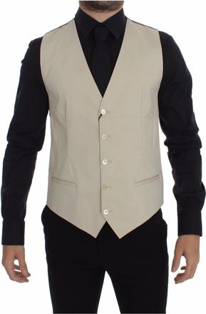 Dolce & Gabbana Suit Vests - Heren - Gillet - Beige - S - Katoen - Kostuums