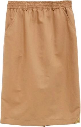 Chlo&eacute; Rechte Midi Rok - Dames - Kokerrokken - Bruin - XS - Katoen - Rokken