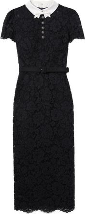 Self Portrait Black Lace Contrast-collar Midi Dress