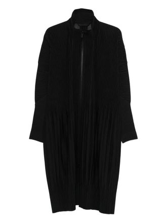 Homme Pliss&eacute; Issey Miyake pleated zip-up coat - Black