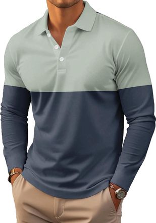 Generic Mens Polo Shirt Long Sleeve Vintage Striped Golf Shirt Lightweight Casual Collared Shirt (UK, Alpha, XXL, Regular, Regular, 1)