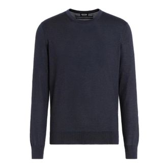 Ermenegildo Zegna Cashmere Knitwear, male, Blue, Size: M Cashseta Light