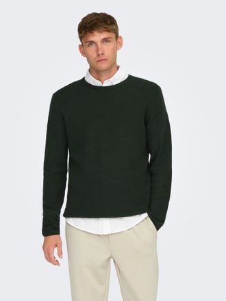 Only & Sons Strickpullover ONLY & SONS ONSERIC REG 12 STRUC CREW KNIT, Herren, Gr. XXL, gr&uuml;n (rosin), Strick, Obermaterial: 100% Baumwolle, unifarben, regular fit