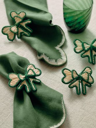 Coro Cora Bows Handwoven Iraca Palm Napkin Rings (Set of 4)