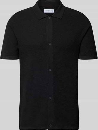 Jack & Jones Jack & Jones Regular Fit Freizeithemd mit Polokragen und Knopfleiste in Black, Gr&ouml;&szlig;e XXL