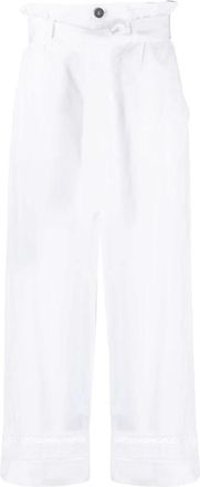 Lorena Antoniazzi High waist pants - Dames - Wijde Broeken - Wit - 2XS - Katoen - Broeken