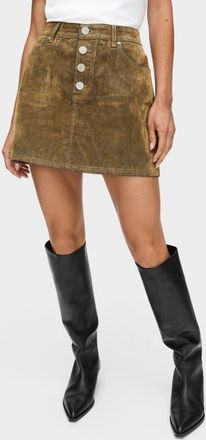 Aligne Corrie Flock Velvet Denim A-Line Skirt in Yellow at Nordstrom, Size 10