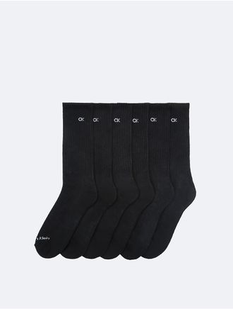 Calvin Klein Mens Cushion 6-Pack Crew Socks - Black