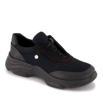 Andrea Womens Casual Sneakers With Rhinestone Detail In Black