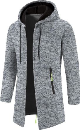 Generic Mens Hooded Cardigan Fleece Lined - Sweaters for Men UK Long Length Plain with Pockets Zip Up Tops Long Sleeve Thick Warm Pullover Fall Winter Comfy R