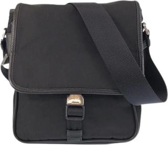 Prada Pre-owned Cross Body Bags, female, Black, Size: ONE SIZE Pre-owned Tessuto Nylon Shoulder Bag