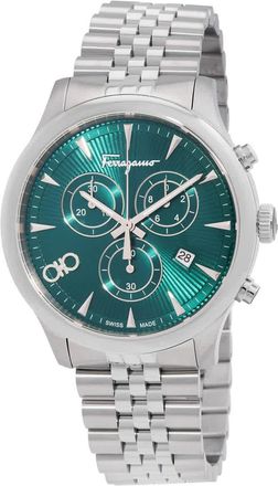 Ferragamo Duo Chronograph Quartz Green Dial Mens Watch SFEZ01124