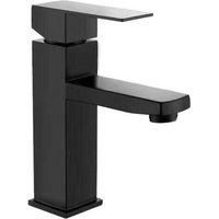 OEM Grifo De Lavabo, Agua Fr&iacute;a Y Caliente, Lacado En Negro, Acero Inoxidable, Cuadrado, Montaje Monomando - Crezuo
