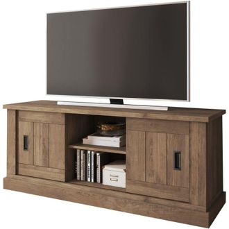 Dmora Mobile Porta tv Mesola, un Ripiano, 2 Ante, 4 Vani, 45x46x60h cm Marrone Noce