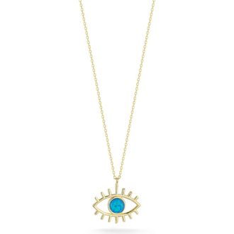 Sphera Milano Synthetic Opal Evil Eye Pendant Necklace in Gold/Blue at Nordstrom Rack