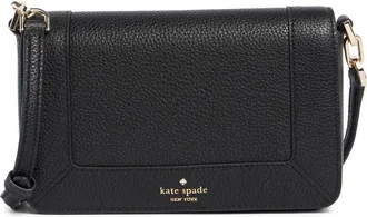 Kate Spade New York lena pebbled leather mini flap crossbody bag in Black at Nordstrom Rack