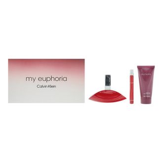 Calvin Klein Womens My Euphoria Gift Set Eau de Parfum 100ml + 10ml + Body Lotion - Black - One Size