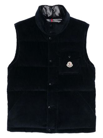 Moncler quilted corduroy vest - men - Cotton/Down/Polyester/Feather - 6 - Blue