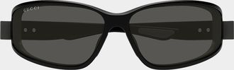 Gucci Mens Rectangular Acetate Wrap Sunglasses
