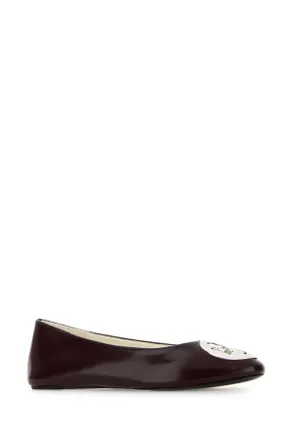 Tory Burch Womens Burgundy Leather Reva Ballerinas 600 Ballerine Flat Shoes