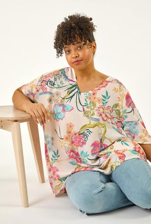Roman Floral Cocoon Woven Top