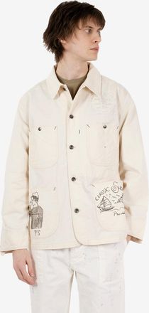 President's Work jacket Stuart hand printed ecru