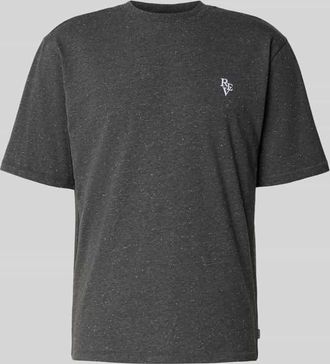 Review T-Shirt mit Label-Stitching in Dunkelgrau Melange, Gr&ouml;&szlig;e XXL