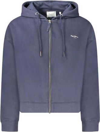 Pepe Jeans London Blauwe Katoenen Dames Sweater Hoodie - Dames - Vesten met rits - Blauw - XS - Katoen - Hoodies & sweatvesten
