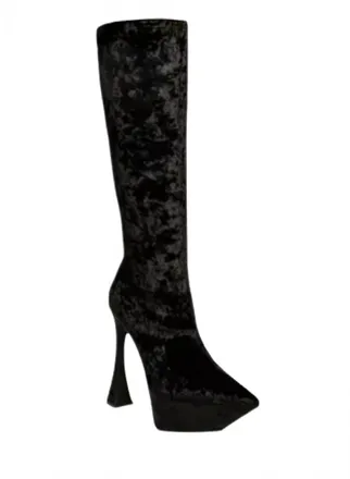 Jeffrey Campbell Womens Shego Knee High Platform Boot In Black Crushed Velvet