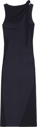 Courrèges Drapé midi dress - women - Elastane/Fabric/Wool - 36 - Black