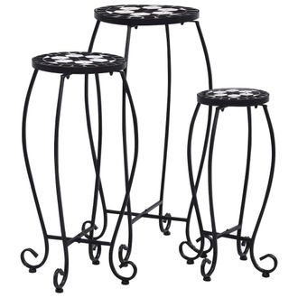 vidaXL Mosaic Tables 3 pcs Black and White Ceramic, 46703
