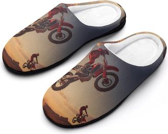 Generic Motocross Rider Womens Slippers Warm House Slippers Indoor House Shoes with Anti-Skid Rubber Sole
