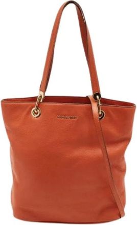 Michael Kors Pre-owned Leren Schoudertas - Dames - Vintage Shopper - Oranje - ONE Size - Leer - Vintage