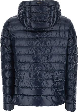 Herno Womens Hooded Puffer Jacket Blue Polyamide