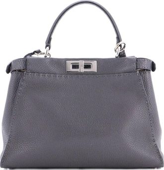 Fendi Selleria Peekaboo Bag Rigid Leather Regular satchel - Grigio