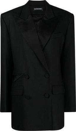 DAVID KOMA double-breasted tuxedo blazer - women - Elastane/Viscose/Wool - 10 - Black