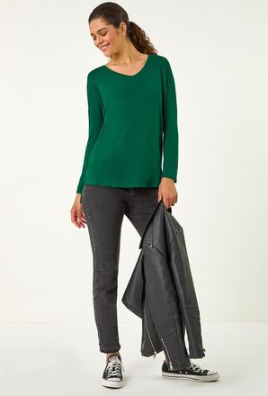 Roman V-Neck Tunic Stretch Top
