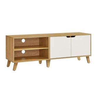 Vasagle Mueble de tv para 60 pulgadas de color roble natural y blanco crema