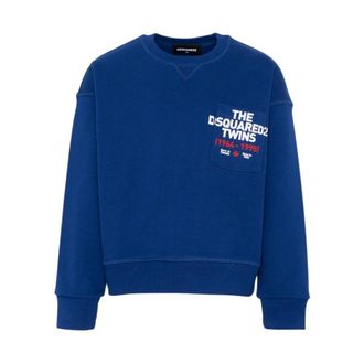 Dsquared2 The Twins Crewneck - male - Dsquared2 - Kids Sweatshirts - Blue - 16 Y - Kids