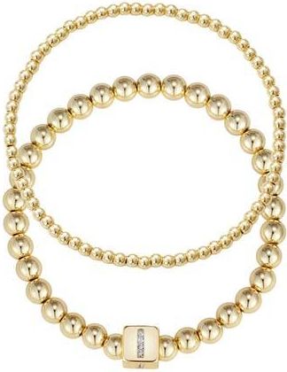 Adornia Set of 2 Gold Plated Stretch Bracelets in Gold-I at Nordstrom Rack